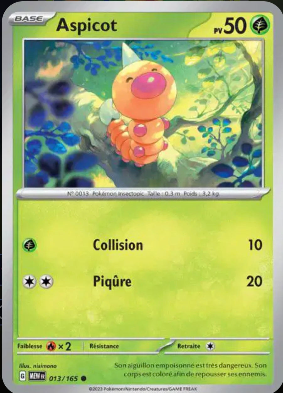 Carte Pokémon Aspicot Commune 13/165 - Pokémon 151