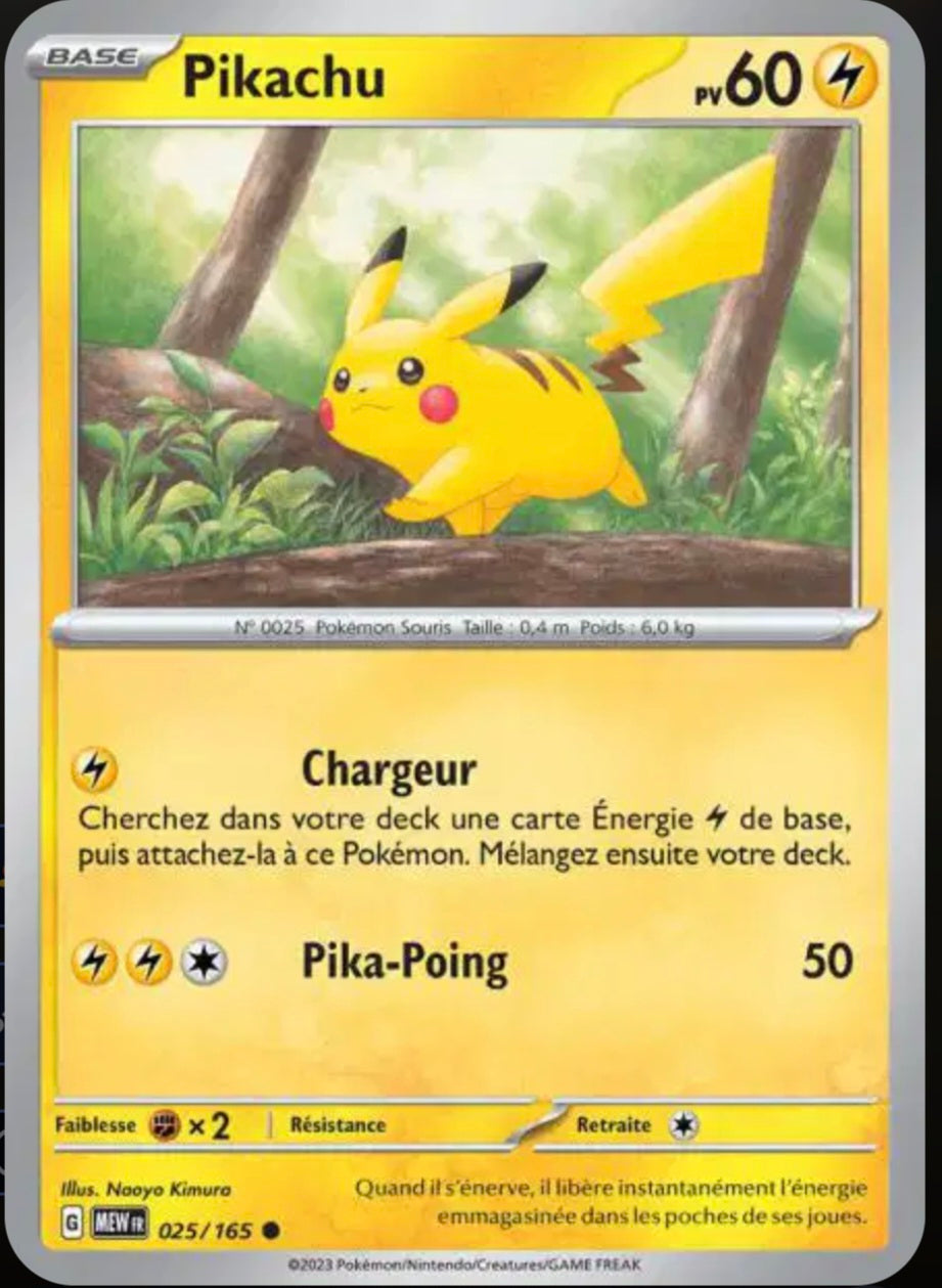 Carte Pokémon Pikachu Commune 25/165 - Pokémon 151