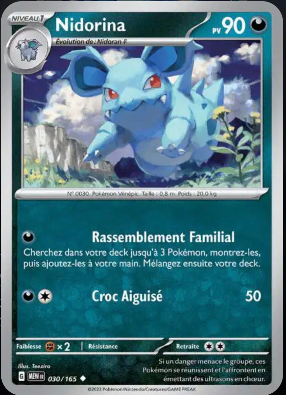 Carte Pokémon Nidorina Peu Commune 30/165 - Pokémon 151