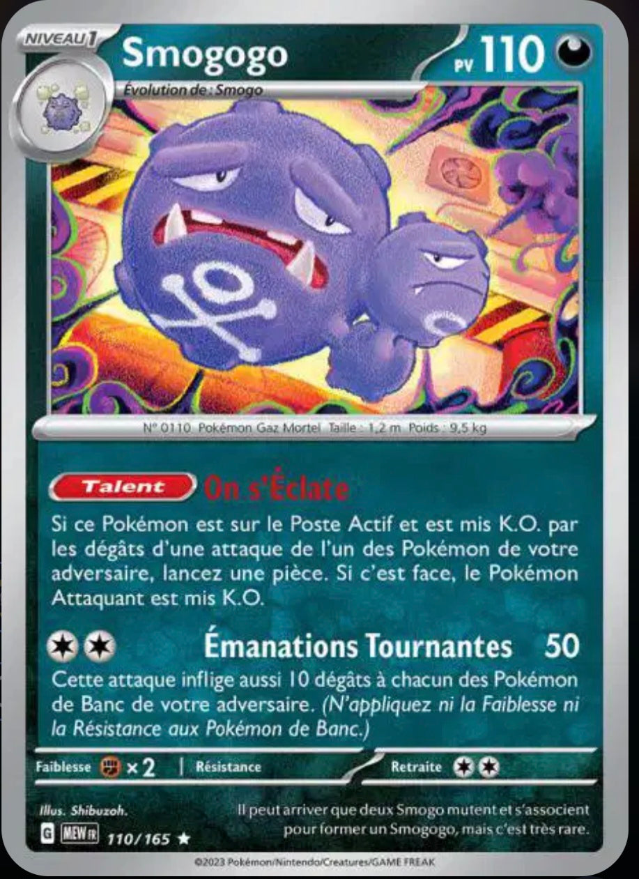 Carte Pokémon Smogogo Holographique 110/165 - Pokémon 151
