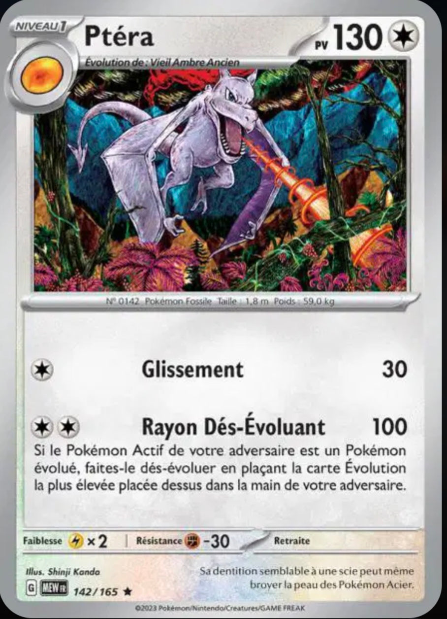Carte Pokémon Ptéra Holographique 142/165 - Pokémon 151