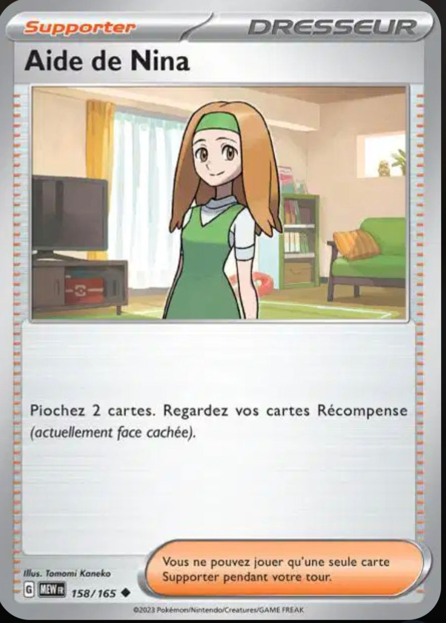 Carte Pokémon Aide de Nina Peu Commune 158/165 - Pokémon 151