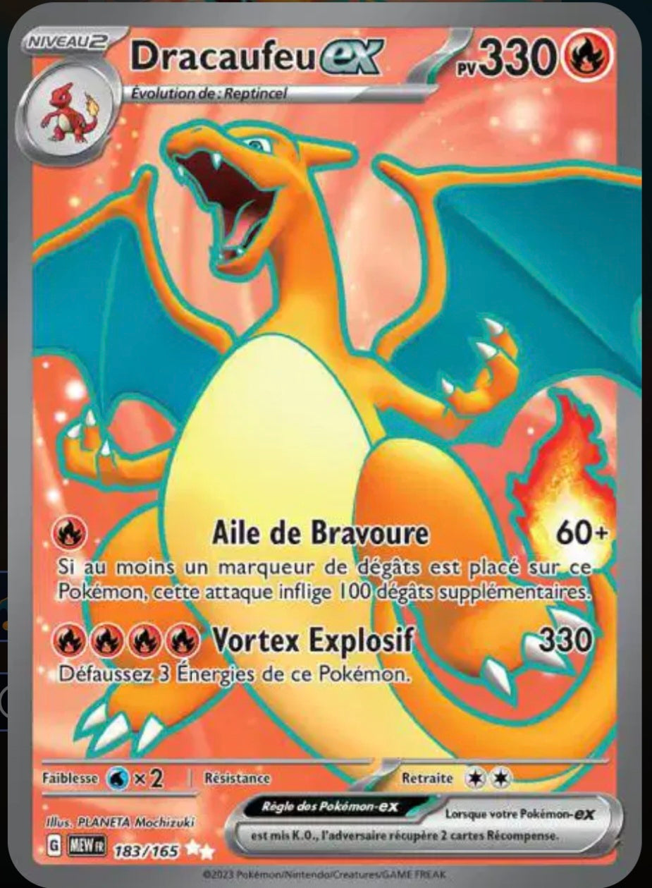 Carte Pokémon Dracaufeu Full Art 183/165 - Pokémon 151
