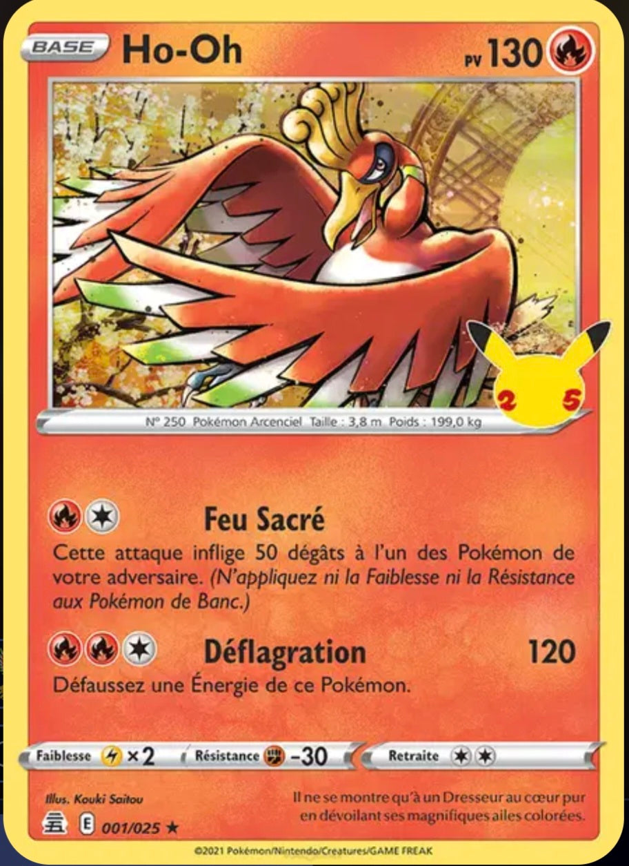 Carte Pokémon Ho-Oh Stamp Célébrations Holographique 001/025 - Célébrations