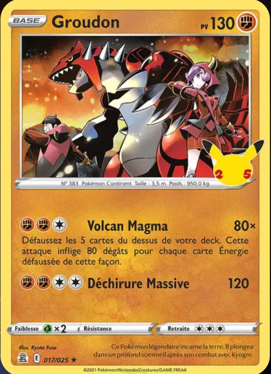 Carte Pokémon Groudon Stamp Célébrations Holographique 017/025 - Célébrations