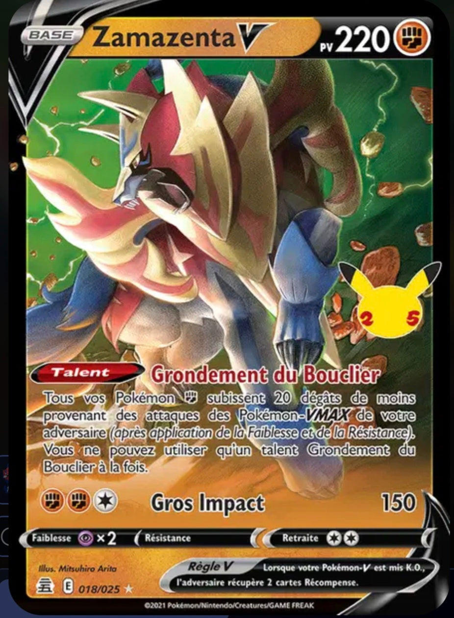 Carte Pokémon Zamazenta Stamp Célébrations V 018/025 - Célébrations
