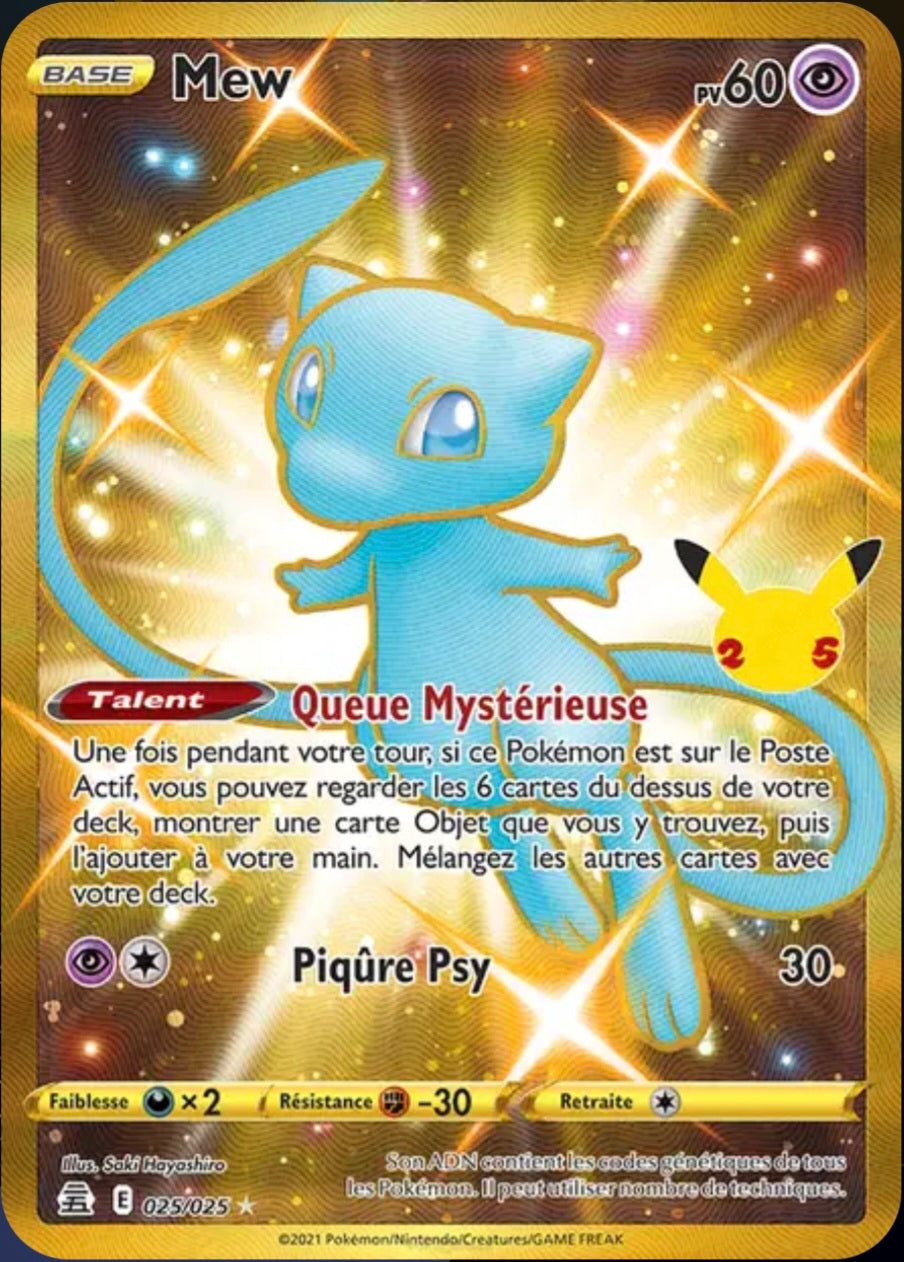 Carte Pokémon Mew Stamp Célébrations Gold 025/025 - Célébrations