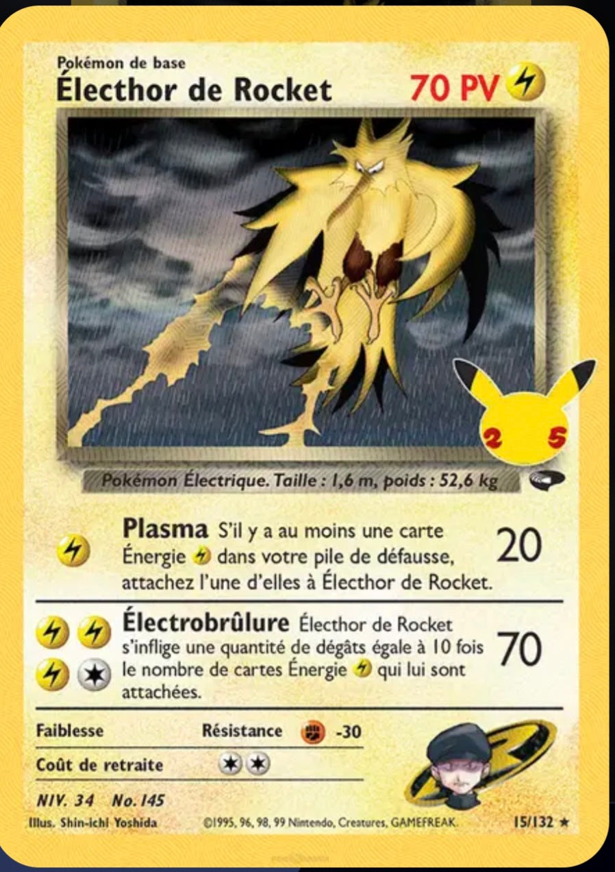 Carte Pokémon Electhor de Rocket Ultra Rare 15/132 - Célébrations