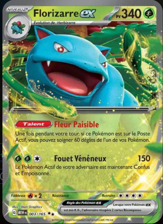Carte Pokémon Florizarre EX 3/165 - Pokémon 151