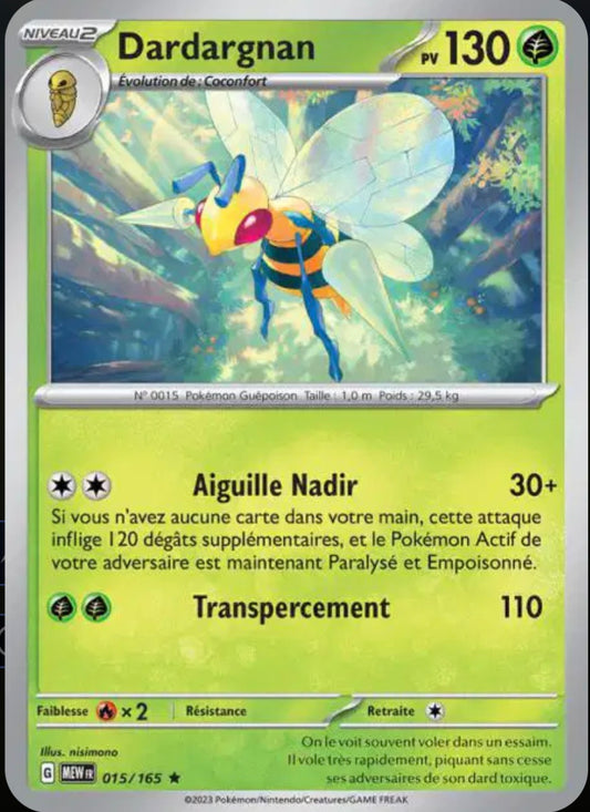 Carte Pokémon Dardargnan Holographique 15/165 - Pokémon 151