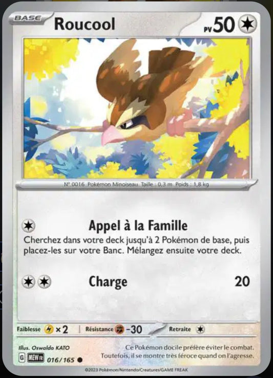 Carte Pokémon Roucool Commune 16/165 - Pokémon 151