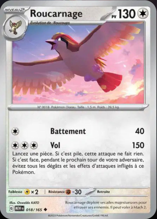 Carte Pokémon Roucarnage Peu Commune 18/165 - Pokémon 151