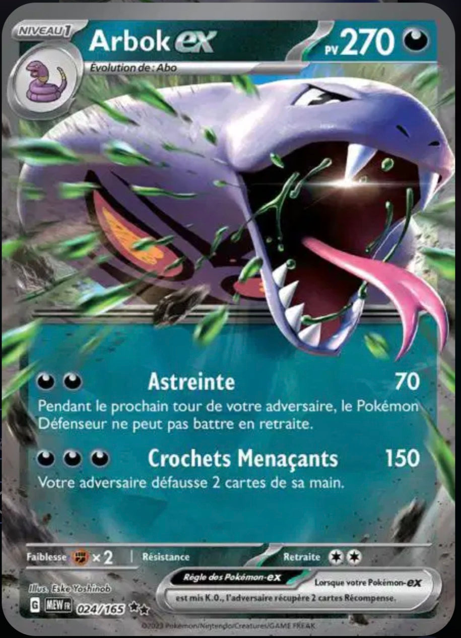 Carte Pokémon Arbok EX 24/165 - Pokémon 151