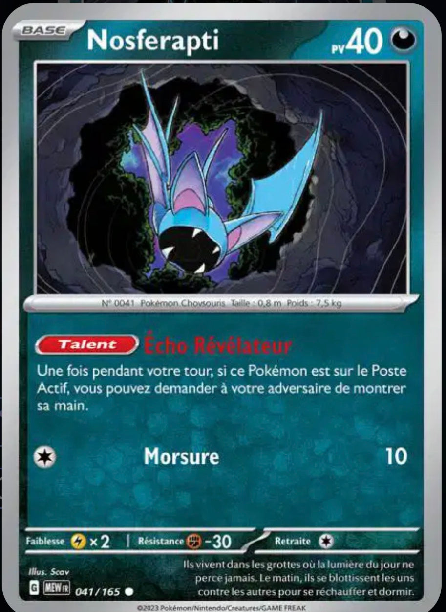 Carte Pokémon Nosferapti Commune 41/165 - Pokémon 151