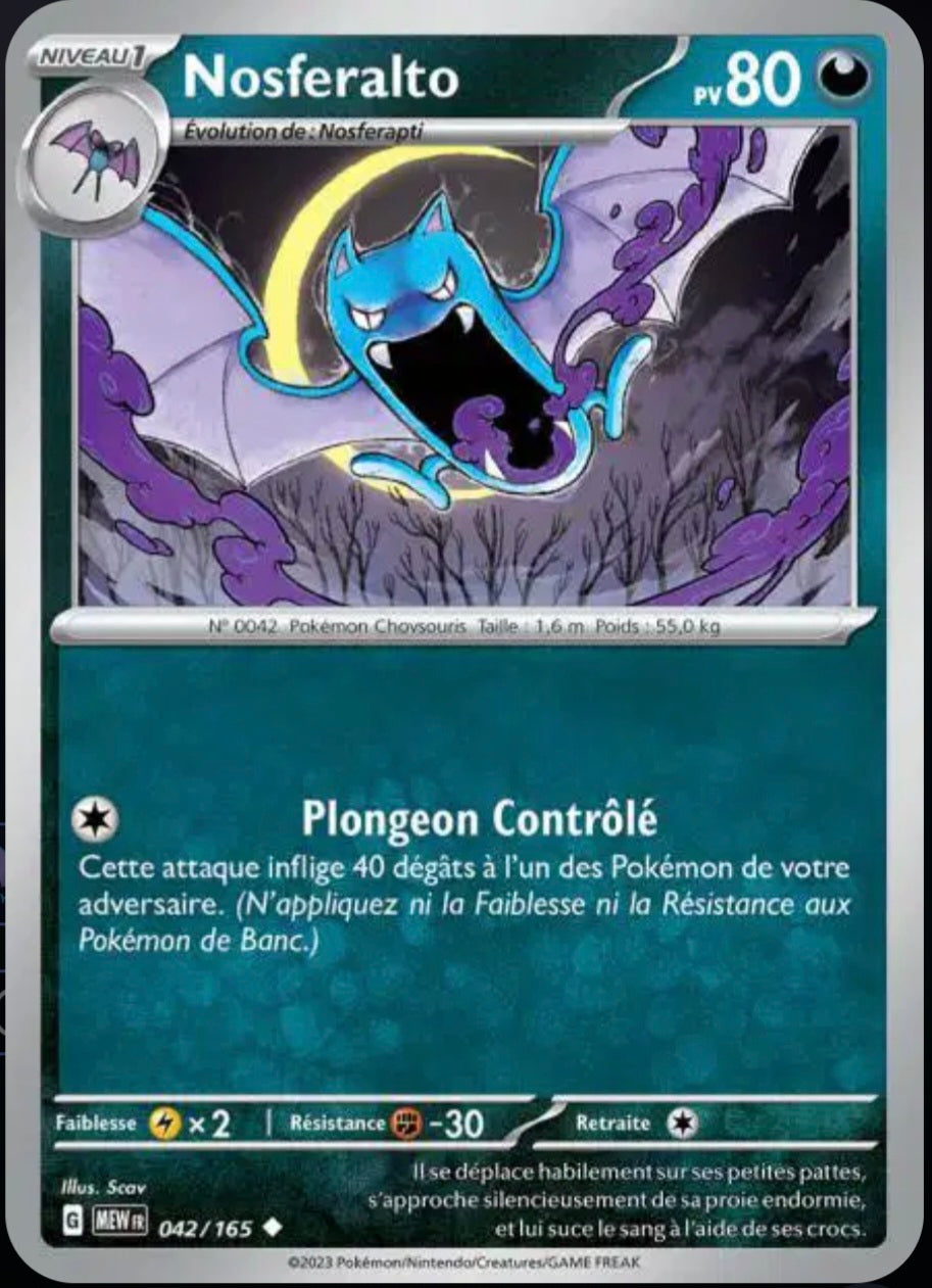 Carte Pokémon Nosferalto Peu Commune 42/165 - Pokémon 151