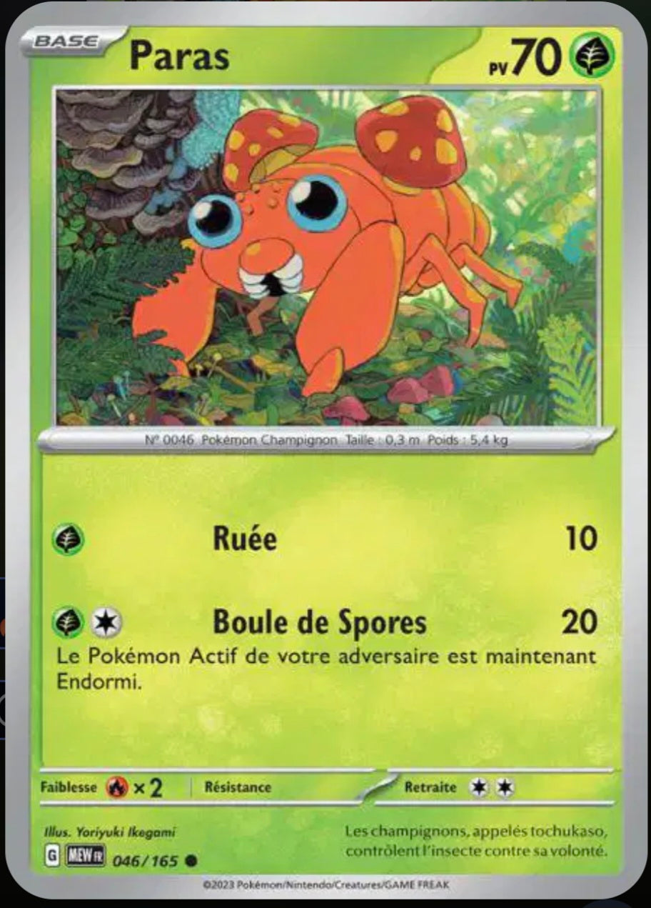 Carte Pokémon Paras Commune 46/165 - Pokémon 151