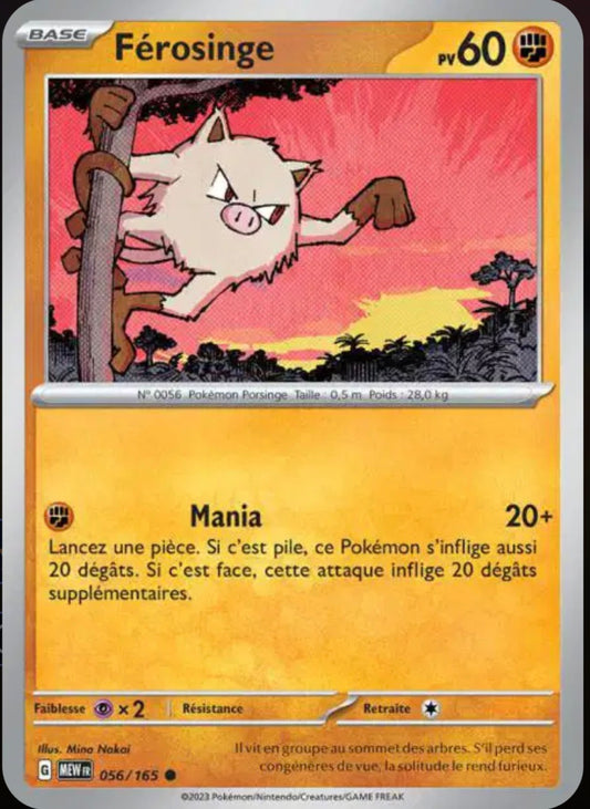 Carte Pokémon Férosinge Commune 56/165 - Pokémon 151