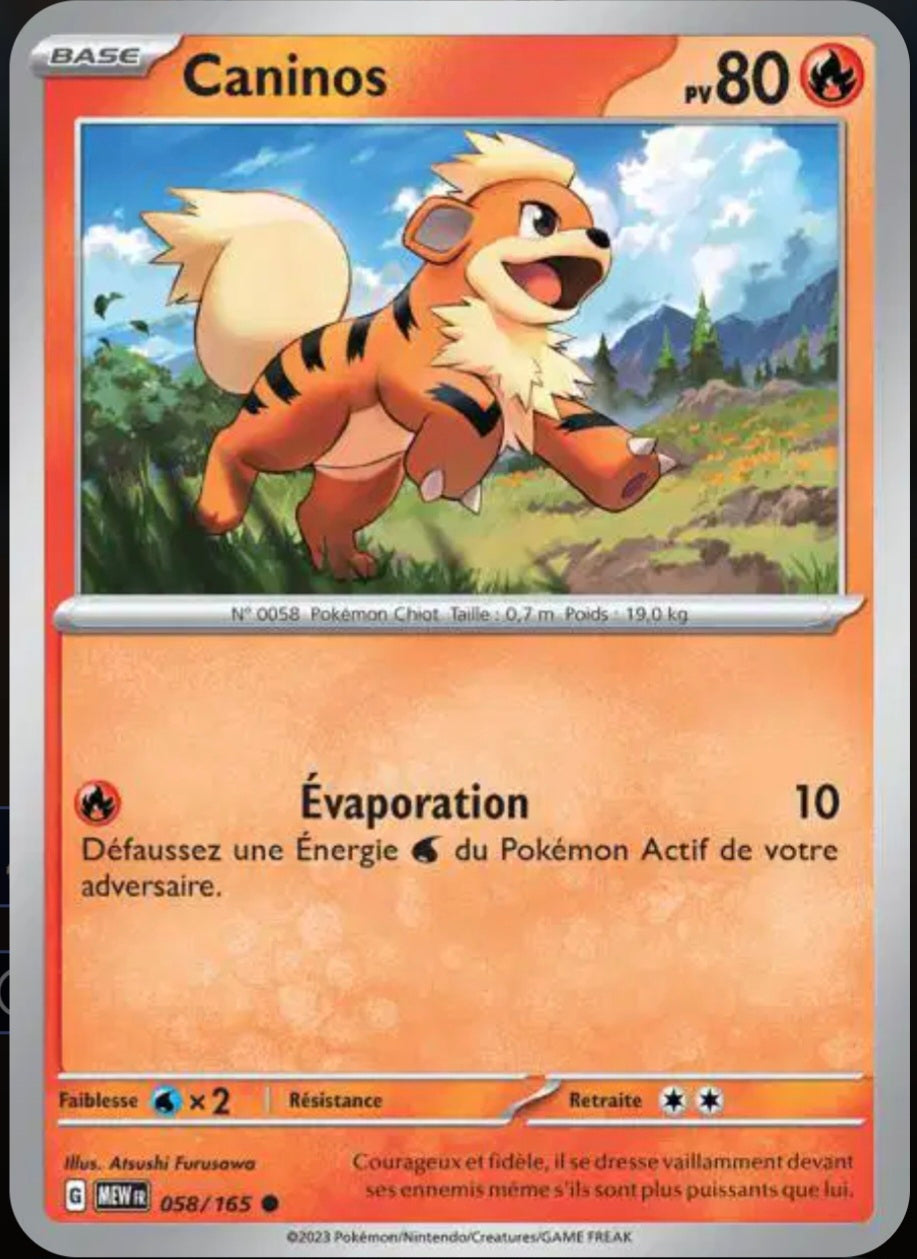 Carte Pokémon Caninos Commune 58/165 - Pokémon 151