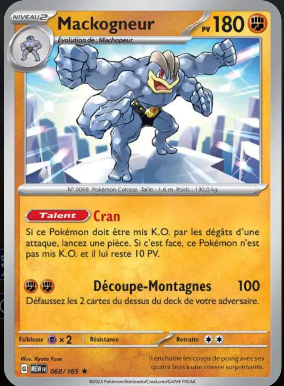Carte Pokémon Mackogneur Holographique 68/165 - Pokémon 151