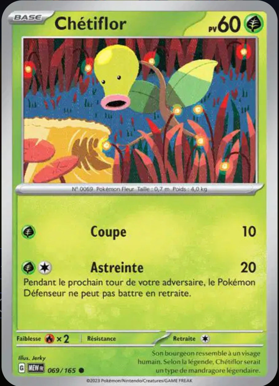 Carte Pokémon Chétiflor Commune 69/165 - Pokémon 151