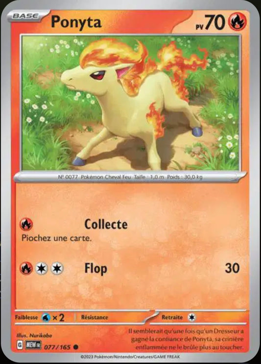 Carte Pokémon Ponyta Commune 77/165 - Pokémon 151