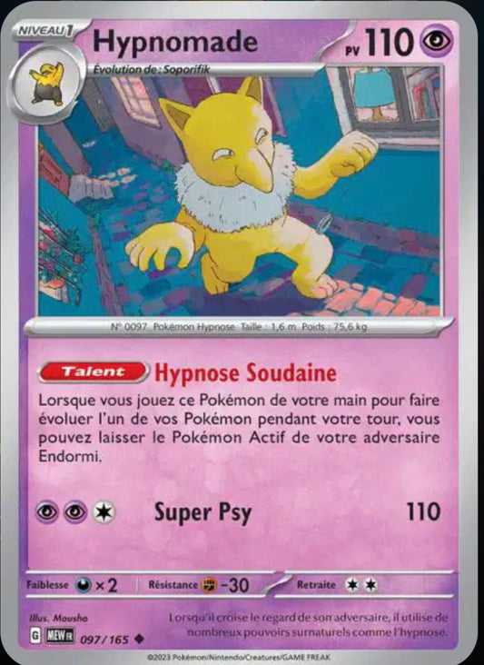 Carte Pokémon Hypnomade Peu Commune 97/165 - Pokémon 151
