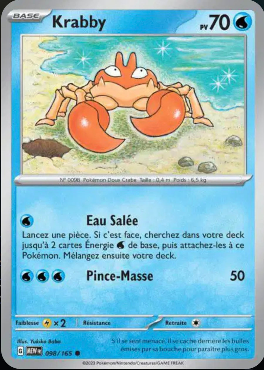 Carte Pokémon Krabby Commune 98/165 - Pokémon 151