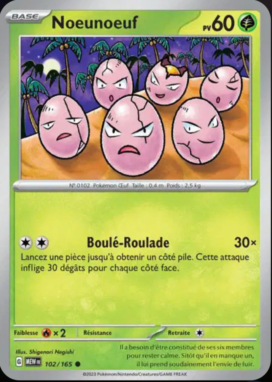 Carte Pokémon Noeunoeuf Commune 102/165 - Pokémon 151