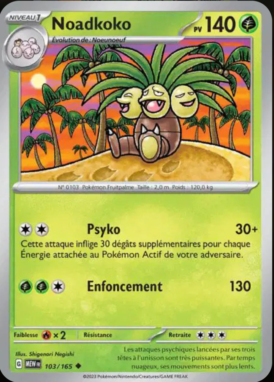 Carte Pokémon Noadkoko Peu Commune 103/165 - Pokémon 151