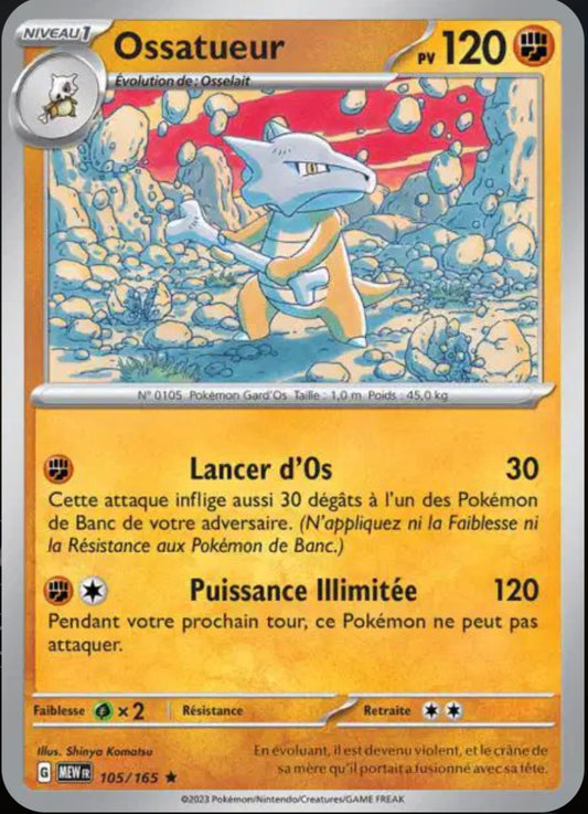 Carte Pokémon Ossatueur Peu Commune 105/165 - Pokémon 151