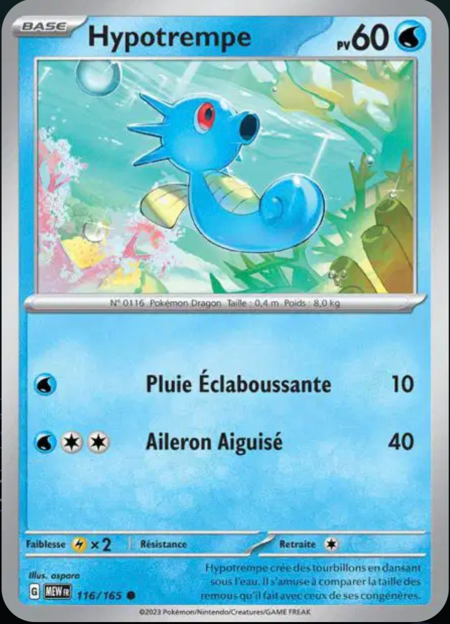 Carte Pokémon Hypotrempe Commune 116/165 - Pokémon 151