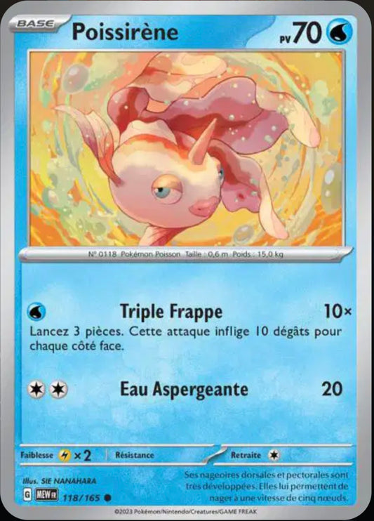 Carte Pokémon Poissirène Commune 118/165 - Pokémon 151