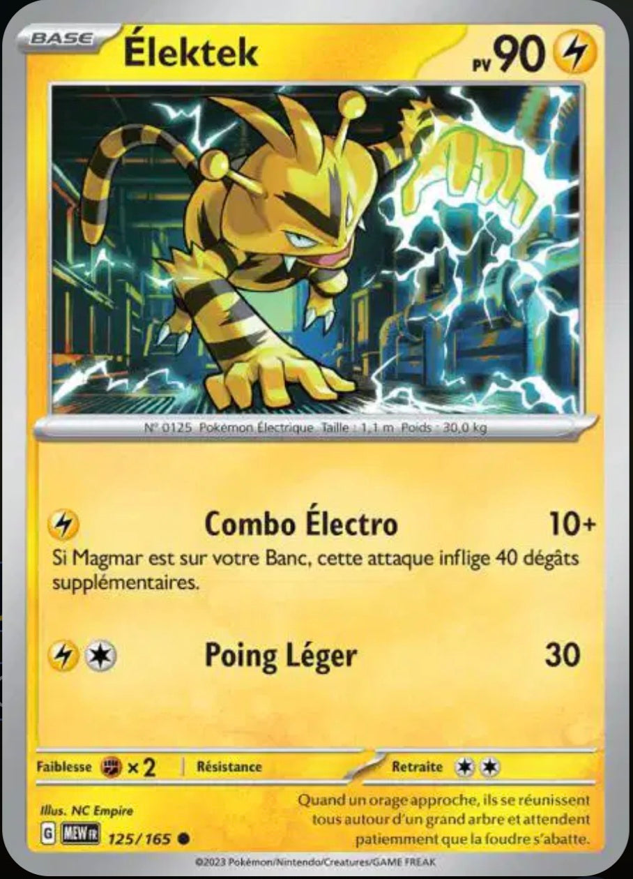 Carte Pokémon Elektek Commune 125/165 - Pokémon 151