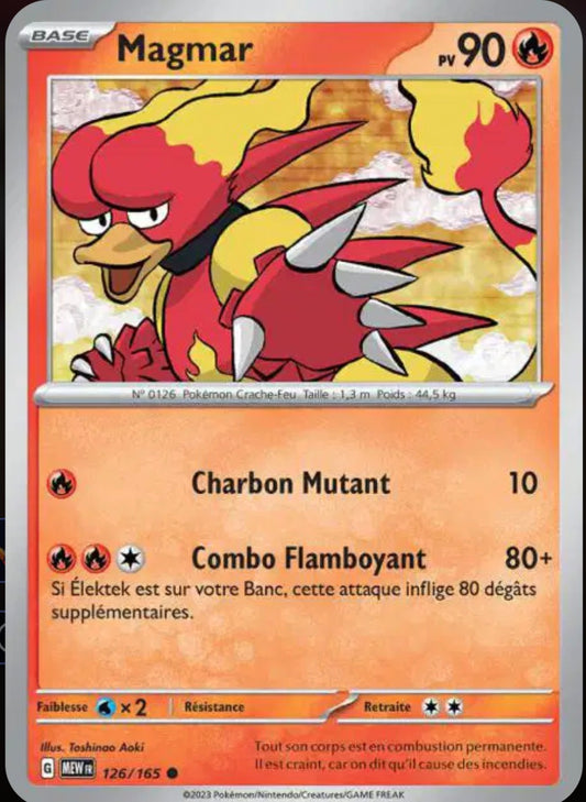 Carte Pokémon Magmar Commune 126/165 - Pokémon 151
