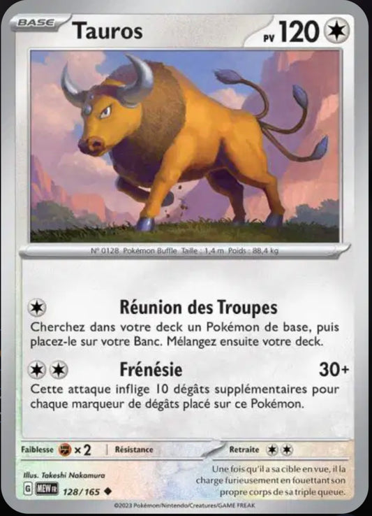 Carte Pokémon Tauros Peu Commune 128/165 - Pokémon 151