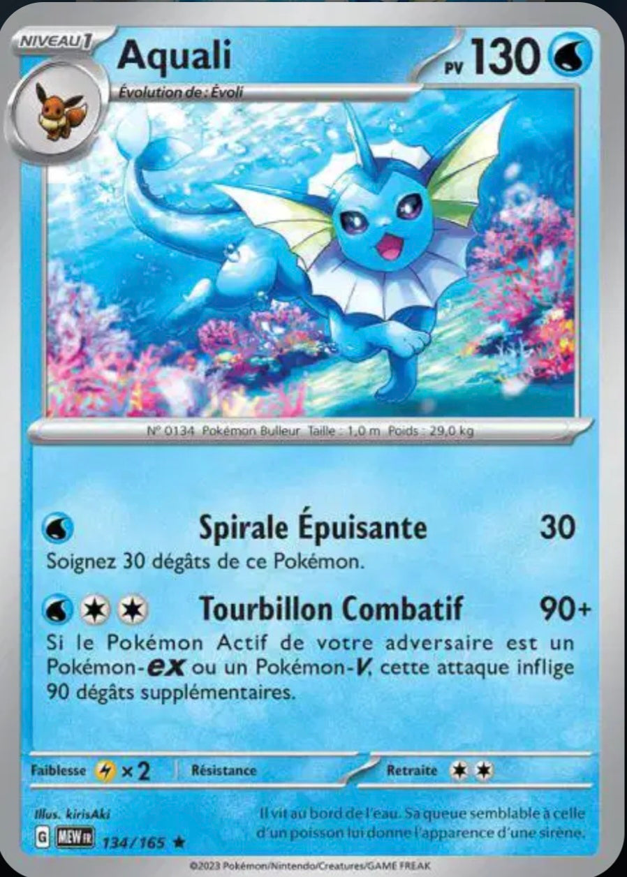 Carte Pokémon Aquali Holographique 134/165 - Pokémon 151