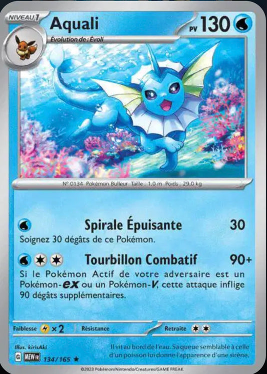 Carte Pokémon Aquali Holographique 134/165 - Pokémon 151