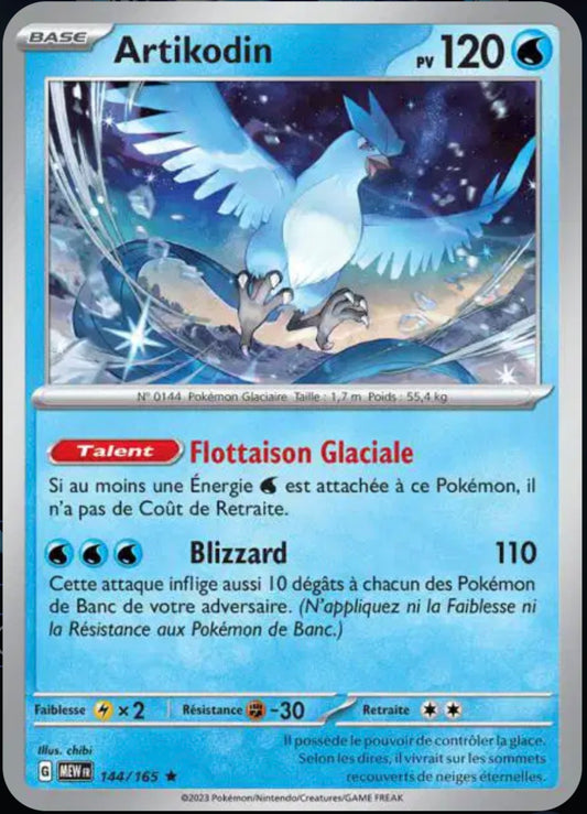 Carte Pokémon Artikodin Holographique 144/165 - Pokémon 151