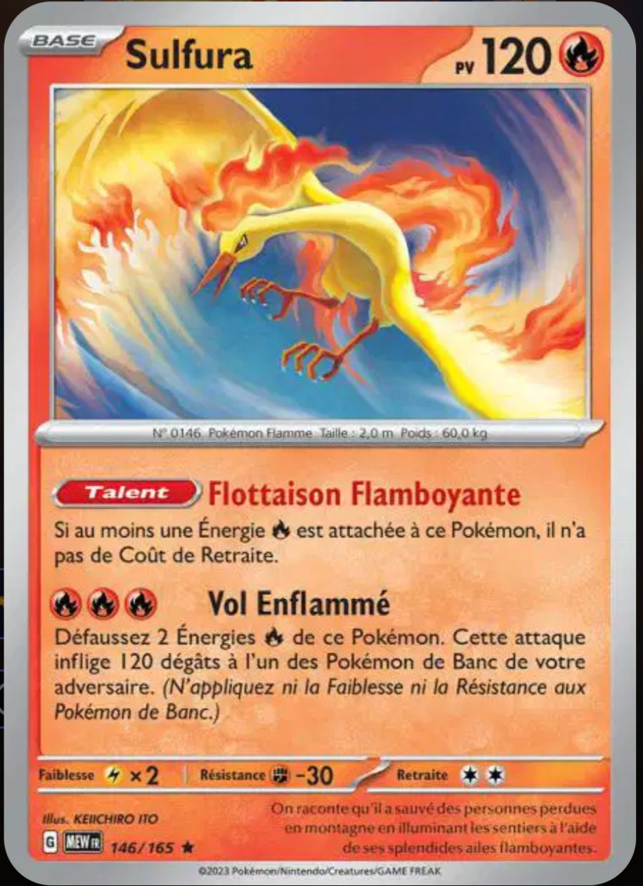 Carte Pokémon Sulfura Holographique 146/165 - Pokémon 151