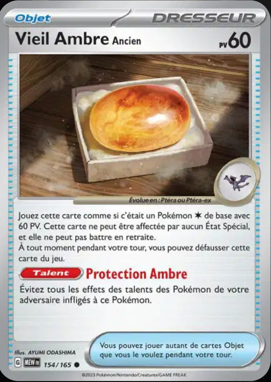 Carte Pokémon Vieil Ambre ancien Commune 154/165 - Pokémon 151