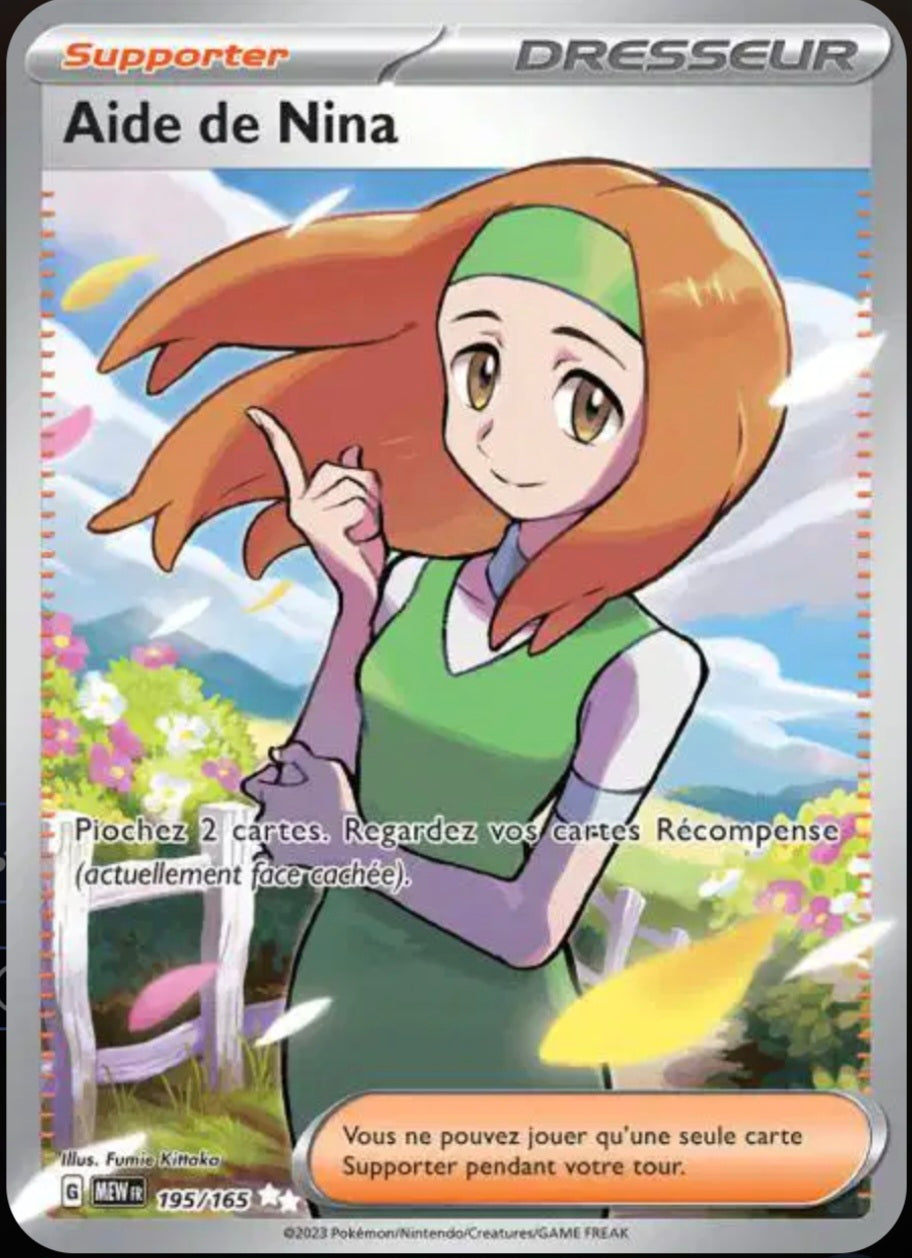 Carte Pokémon Aide de Nina Full Art Dresseur 195/165 - Pokémon 151