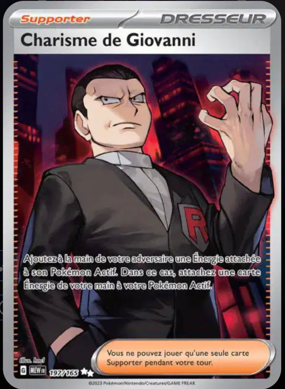Carte Pokémon Charisme de Giovanni Full Art Dresseur 197/165 - Pokémon 151