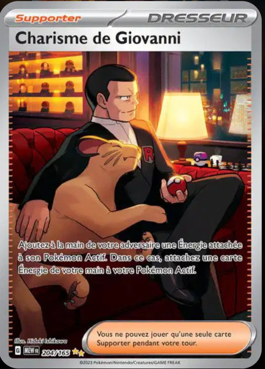 Carte Pokémon Charisme de Giovanni Alternative Dresseur 204/165 - Pokémon 151