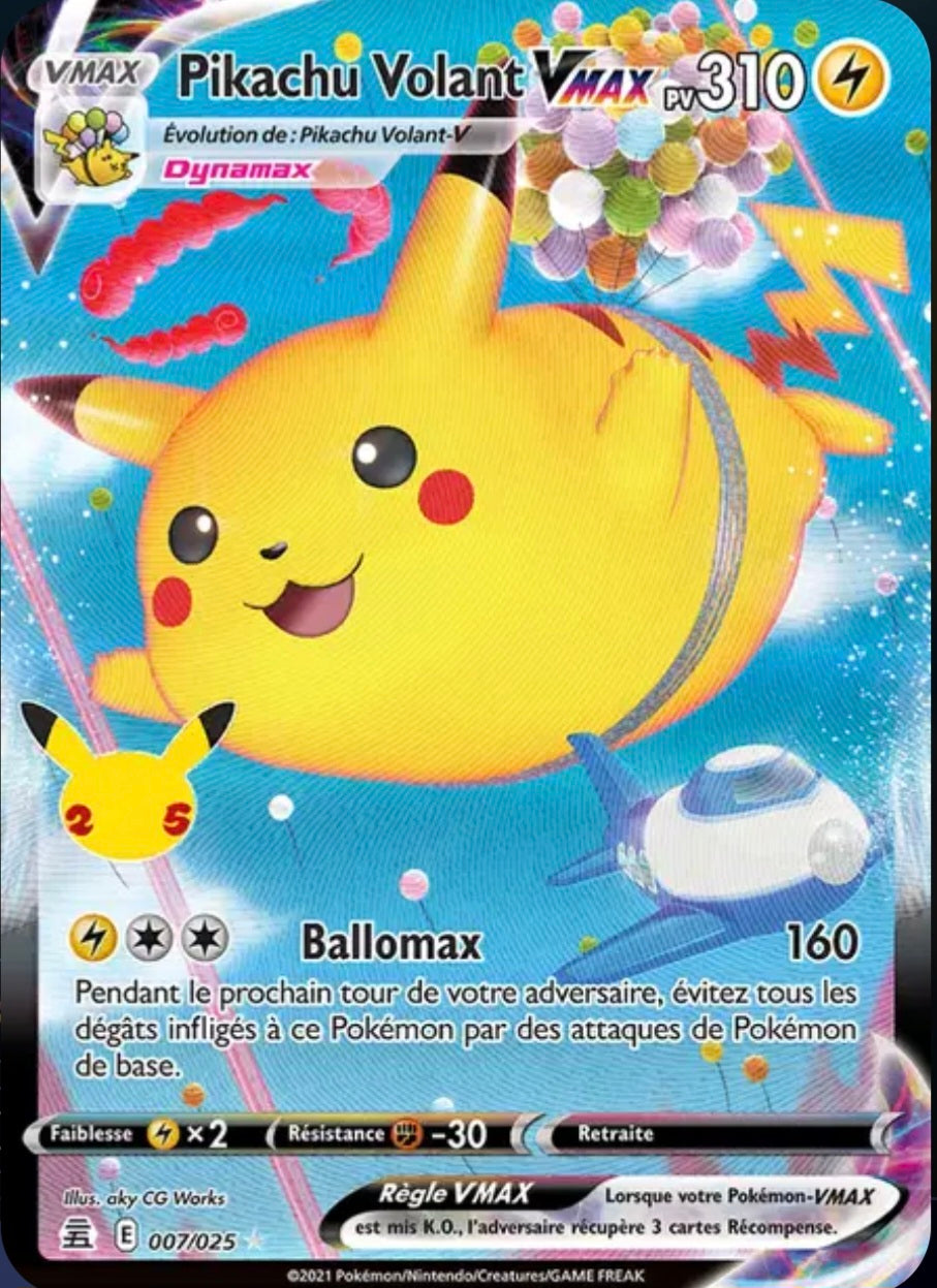 Carte Pokémon Pikachu Volant Stamp Célébrations VMax 007/025 - Célébrations
