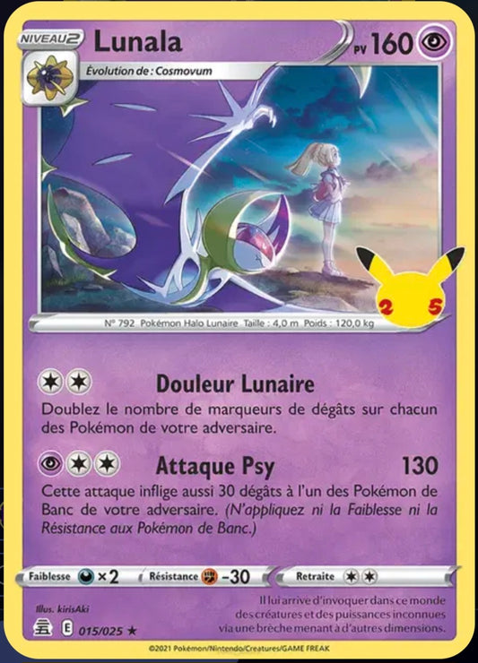 Carte Pokémon Lunala Stamp Célébrations Holographique 015/025 - Célébrations