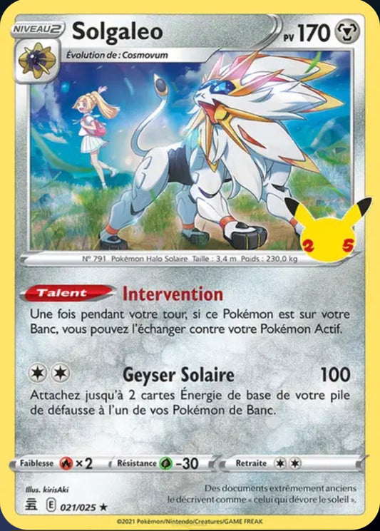 Carte Pokémon Solgaleo Stamp Célébrations Holographique 021/025 - Célébrations