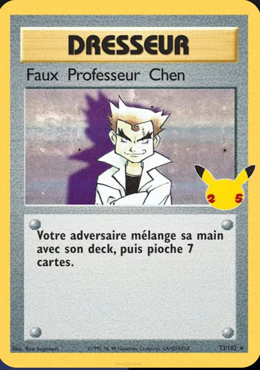 Carte Pokémon Faux Professeur Chen Ultra Rare 73/102 - Célébrations