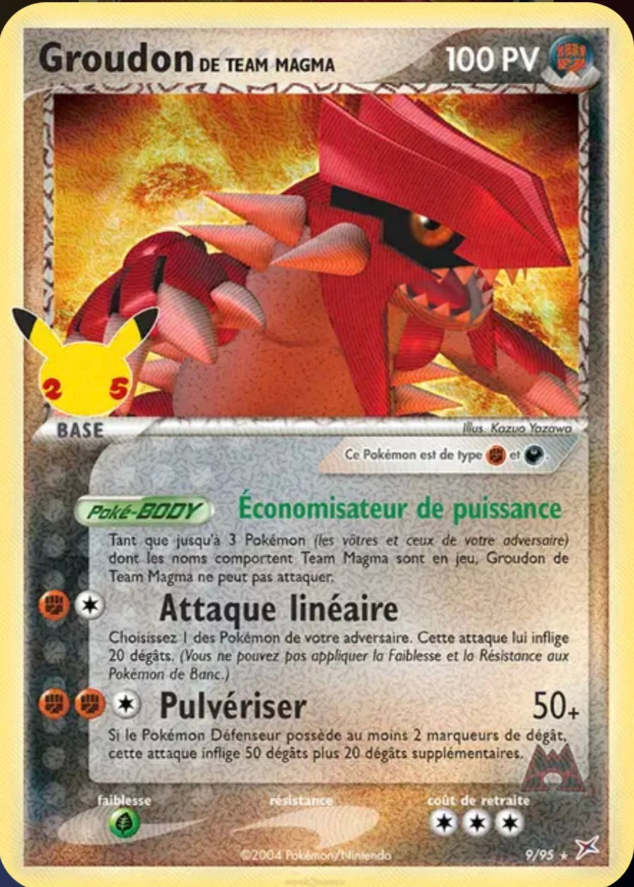 Carte Pokémon Groudon de Team Magma Ultra Rare 9/95 - Célébrations