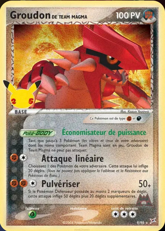 Carte Pokémon Groudon de Team Magma Ultra Rare 9/95 - Célébrations
