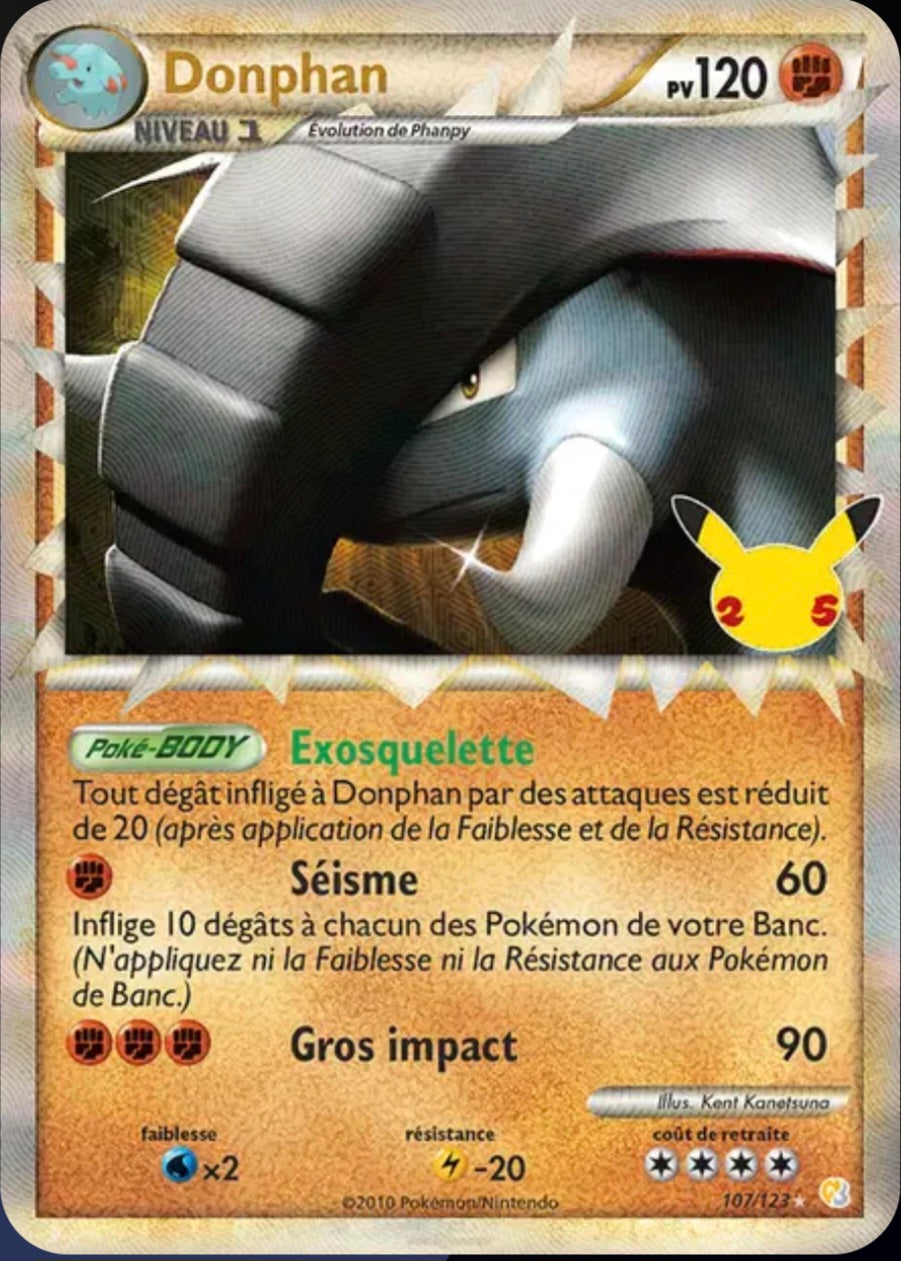 Carte Pokémon Donphan Ultra Rare 107/123 - Célébrations